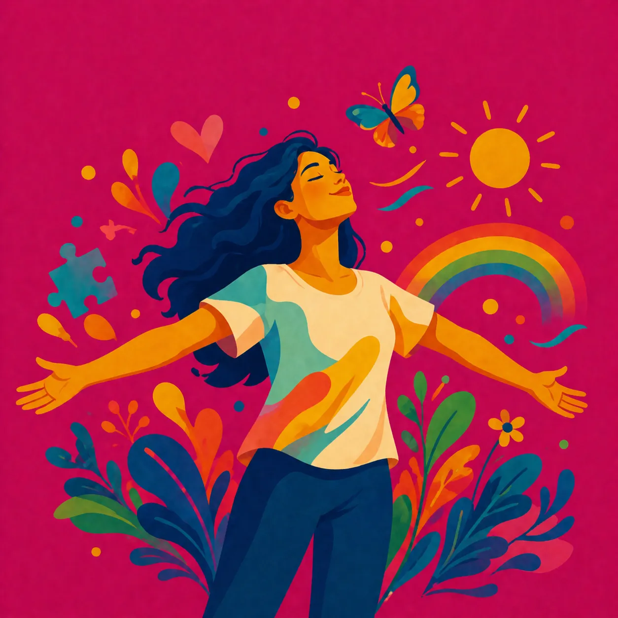 femme libérée heureuse