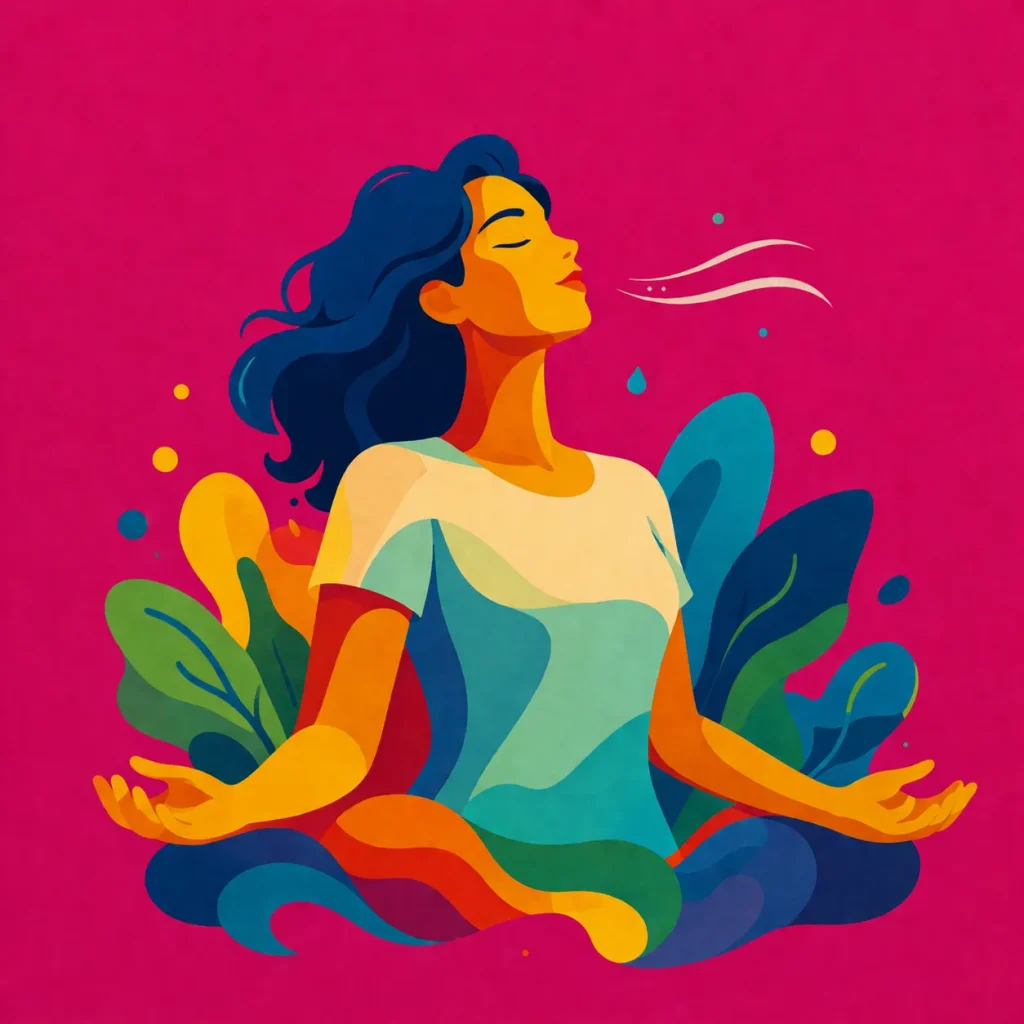 respiration femme colorée